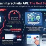 Infographic titled "WordPress Interactivity API: The Red Team Audit," illustrating runtime risks such as hydration breaks and main-thread bottlenecks, alongside architectural solutions like session isolation and AST-based linting.